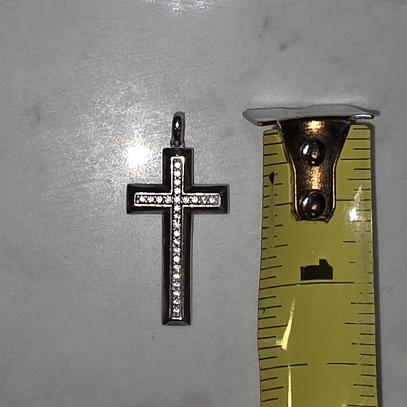 Silver Cross Pendant with Diamonds - Picture 4 of 5